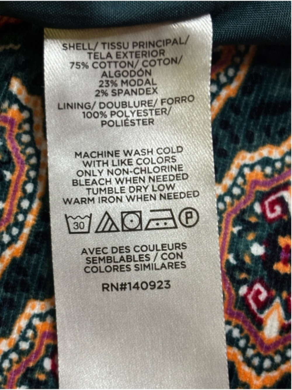 LOFT Medallion Print Mini Skirt Teal Boho Cotton Modal Lined Women’s Size 8 - Picture 5 of 5